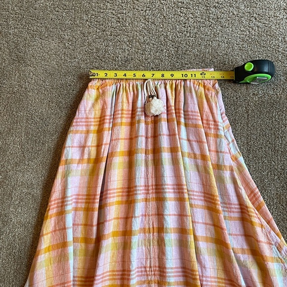 American Eagle Plaid Midi Skirt in Pink and Orange Size M Elastic Waist Boho - Picture 9 of 12